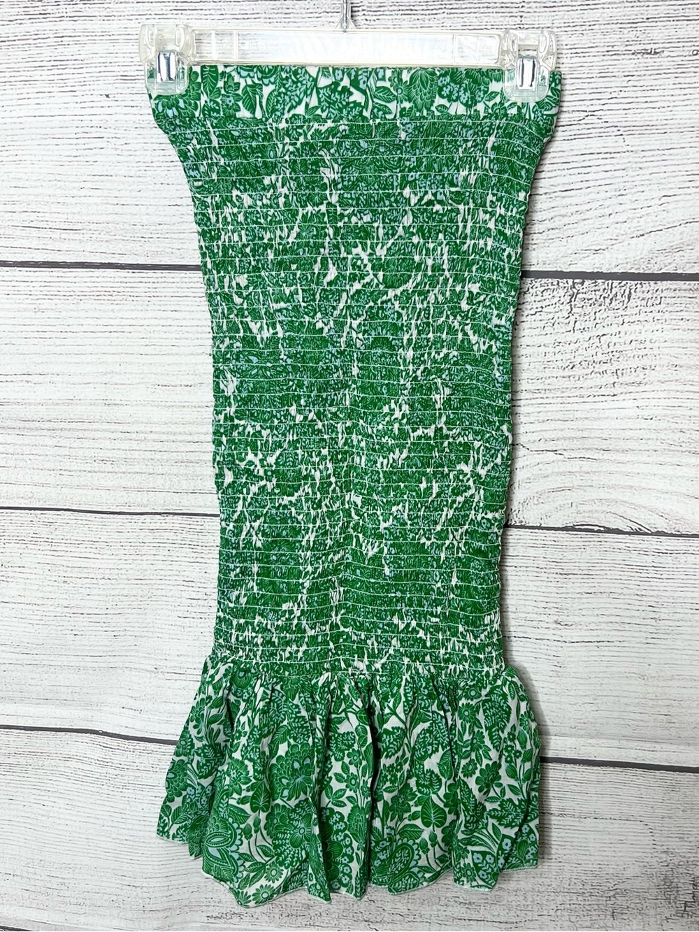 Olivaceous Green & White Floral Smocked Crop Top & Midi Skirt Set Size Small - Picture 11 of 16